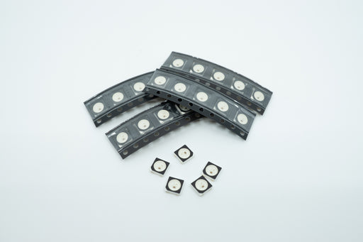 Four strips of WS2812B RGB LEDs and five loose LEDs, all with black housings.