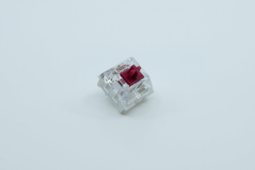 An angled view of the Kailh Pro Burgundy switch.