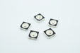 Five loose WS2812B RGB LEDs with black housings.