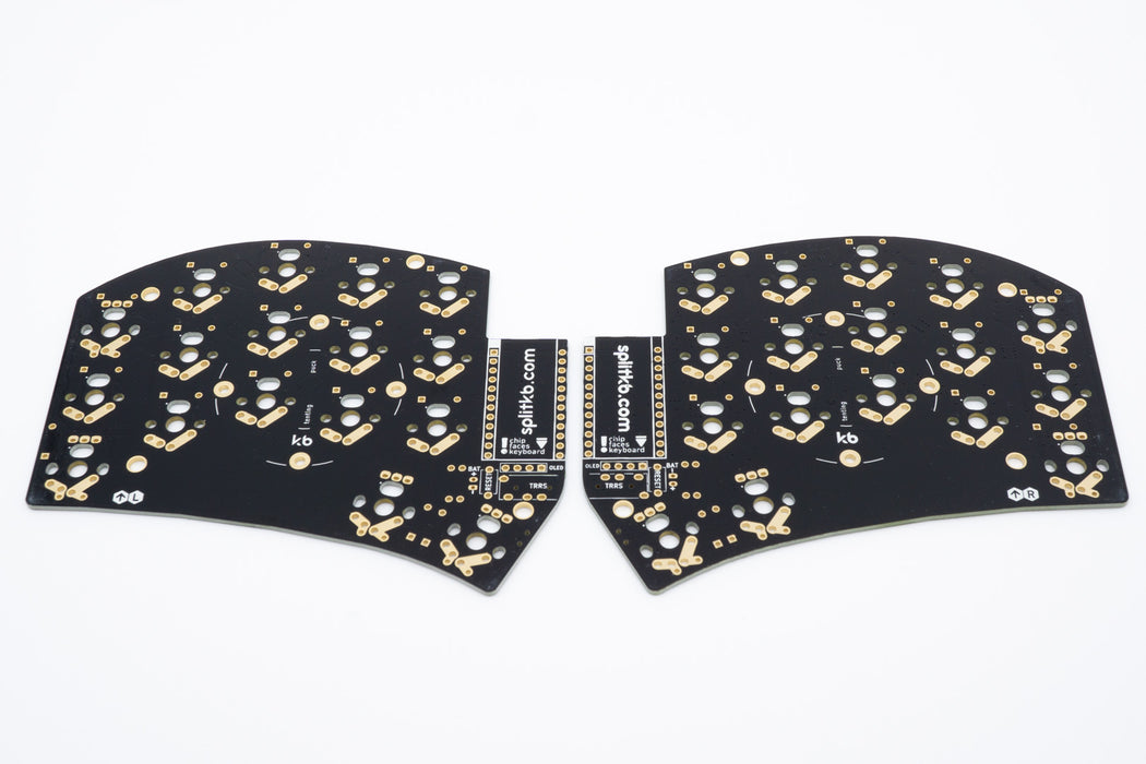 The Aurora Sweep PCBs, MX and Kailh Choc hand solder version in black, from the front side.