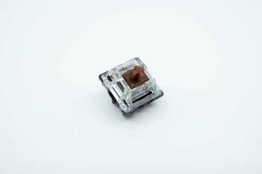 A macro photo of the Gateron Brown switch.